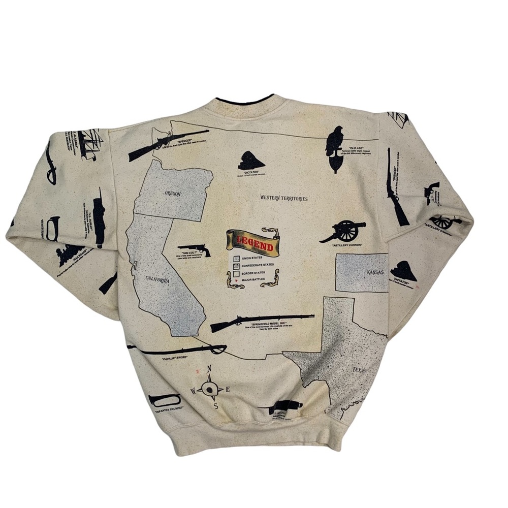 Vintage 90s art unlimited civil war all over print sweatshirt made in USA - Picture 2 of 9